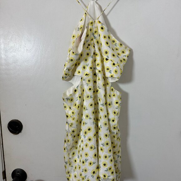 Hutch Anthropologie String Halter neck Yellow Motif Ditsy Floral Romper SZ 6 - Picture 6 of 14